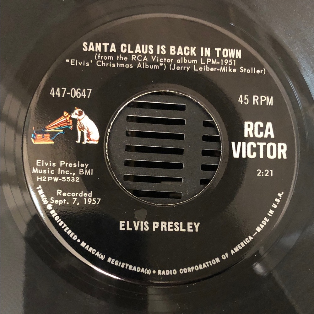 Elvis Presley Santa Claus Is Back In Town Blue Christmas Vinyl 45 '65